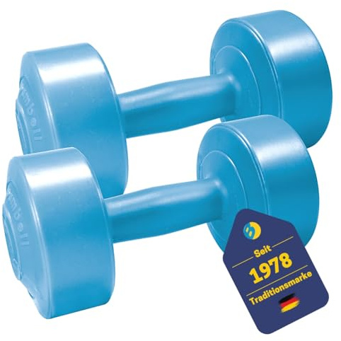 BEST SPORTING Gymnastik Hantelset I Verschiedene Gewichtsausführungen I 2 Hanteln mit je 2 kg, 3 kg oder 5 kg I Farbe in Blau oder Grau I Kunststoffummantelung I Zementfüllung