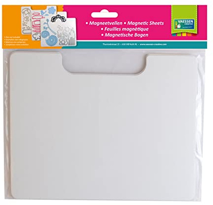 Vaessen Creative 3 Feuilles Magnétiques Blanches, 18x23 cm, Organiser et Stocker Matrices de Découpe de Métal, Ornements et Autres Fournitures de Loisirs Créatifs, Utilizer avec la Boîte de Rangement
