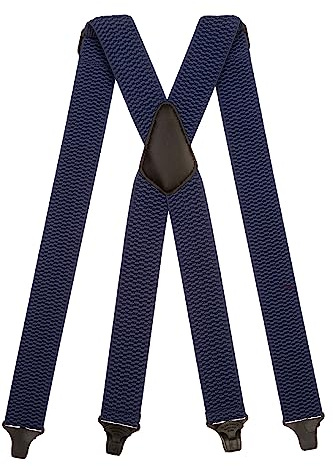 Olata slitstarka X-form flygplatshängslen med plastklämmor, 4 cm - Blå