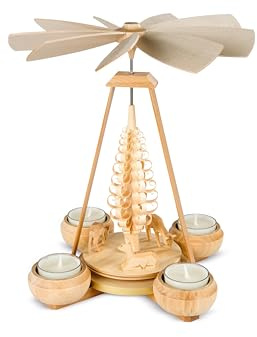 Müller German Christmas Pyramid Deer, Hand-Carved, Height 24 cm / 9 inch, Natural, Original Erzgebirge by Mueller Seiffen