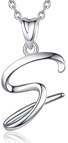 EUDORA Initial Necklace, 925 Sterling Silver 26 Alphabet Letter Personalised Pendant Necklaces Gifts for Women Ladies Girls Mother's day,18inch Chain