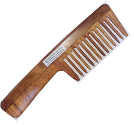 SVATV Peine de palisandro hecho a mano para desenredar el pelo para cabello grueso, rizado y ondulado, no estático y respetuoso del medio ambiente, fabricado en la India S-81A