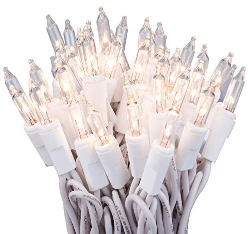 612 Vermont 100 Clear Mini Incandescent Christmas Light on White Wire
