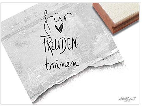 Stempel Textstempel FÜR FREUDENTRÄNEN Handschrift mit Herz - Schriftstempel Glückwünsche Hochzeit, Karten Gastgeschenke Tischdeko- zAcheR-fineT