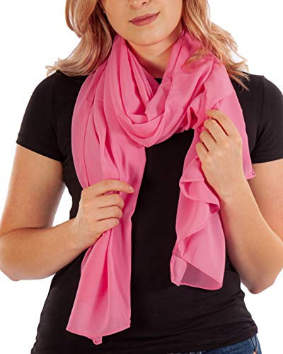 DOLCE ABBRACCIO by RiemTEX Schal Damen PRIMAVERA XXL Schals & Tücher in kräftigem Rosa Stola Halstücher Pashmina aus Chiffon Sommer Frühling Ganzjährig Tuch Chiffontuch Damenschal (Barbierosa)