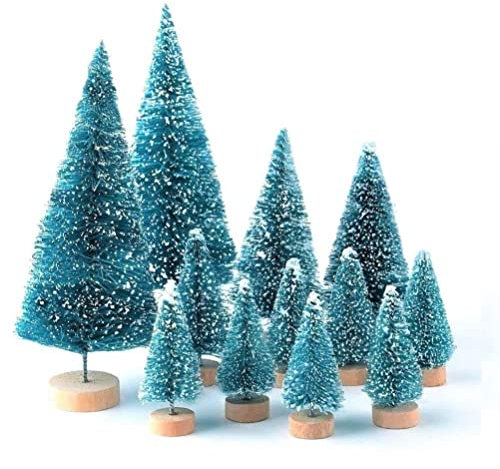 LATERN 28Pcs Mini Model Snow Trees, 5CM - 13CM Frost Tree Bottle Brush Tree Plastic Winter Snow Ornaments Tabletop Models Trees for DIY Room Decor Home Table Top Decoration Diorama Models