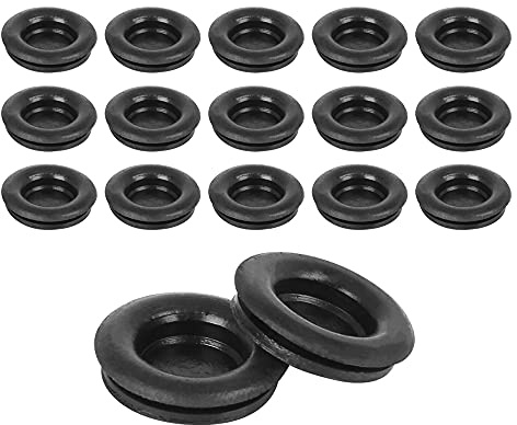 X AUTOHAUX 60 Stücke Gummitülle Einseitig Gummi Unterlegscheiben Dichtungringe Kabelschutz Schwarz 14mm