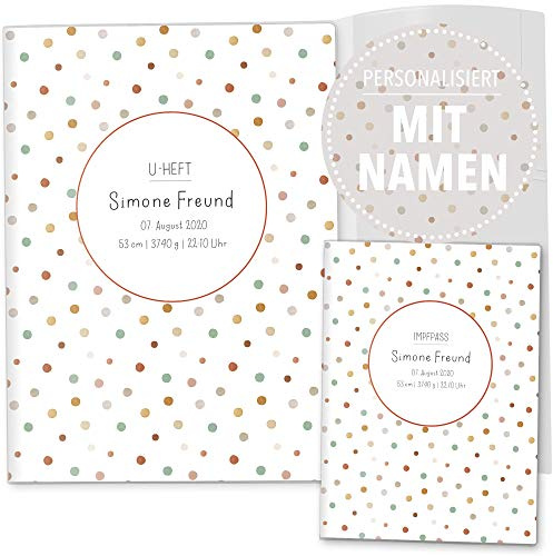 OLGS U-Heft und Impfpasshülle 3-teiliges Set | Little Friend | Untersuchungsheft- & Impfpass Hülle personalisiert | Geschenk zur Geburt (Uhefthüllen personalisiert, Tommy Blanko)