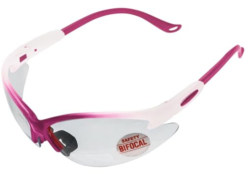 SPITS EYEWEAR Cougar Bifocal Safety Glasses (Magnifier: 2.00, Frame Color: Two Toned Pink White)