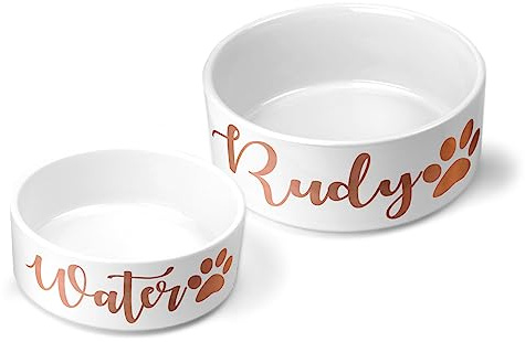 Personalised Pet Bowls Dog Bowl Cat Bowl Rabbit Animal Food Water Treat Mrs Hinch (Small Bowl (500ml), Copper)