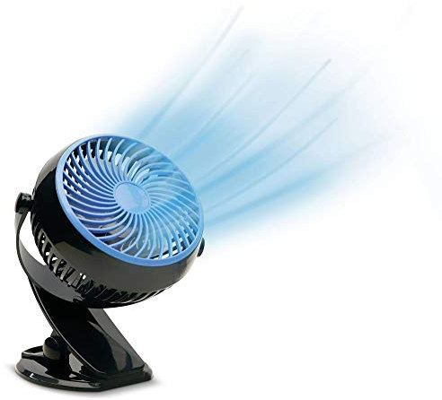 LIVINGTON Go Fan – mobiler Mini Ventilator mit Akku – kraftvoller USB Ventilator mit 6h Laufzeit – flexibler Tischventilator zum Aufstellen oder Klemmen – schwarz