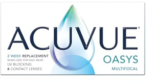 ACUVUE OASYS MULTIFOCAL Kontaktlinsen – Gleitsichtlinsen für den Nah-, Zwischen- und Fernbereich – -7.00 dpt und BC 8,4 – Addition M – Mit UV Schutz und Austrocknungsschutz – 6 Linsen