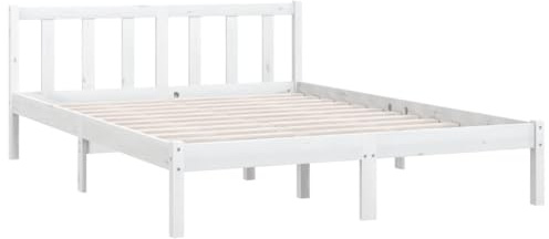 vidaXL Kiefer Massivholzbett Bettgestell Bett Holzbett Doppelbett Futonbett Bettrahmen Schlafzimmerbett Schlafzimmermöbel Weiß 120x200cm