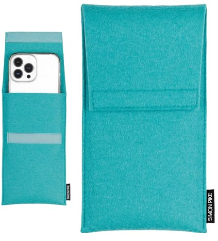 SimonPike Handyhülle passend für Apple iPhone 17 Pro Max | 16 Pro Max | 15 Pro Max (Gr. M) | Sidney smaragd Filztasche aus Wollfilz Handy/Smartphone Tasche