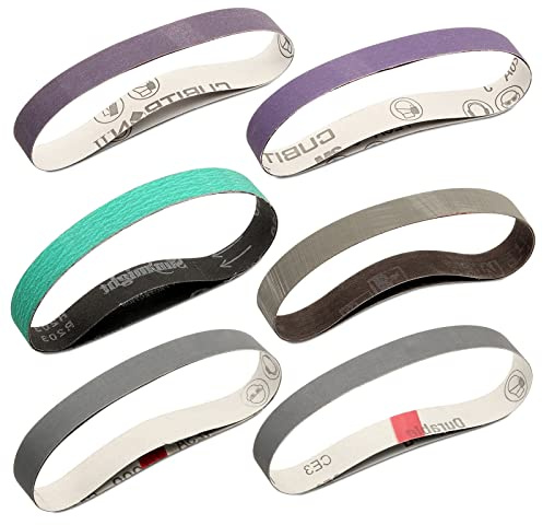 Lot de 12 bandes abrasives de 45,7 cm, kit de courroie d'affûtage de couteaux pour meuleuse à lame tranchante de Ken Onion Edition et aiguiseur d'outils, 2 pièces de chacun des grains 120, 240, 400,