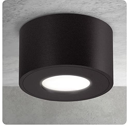 SSC-LUXon CELI-1 LED Strahler Aufbau flach IP44 Schutz für Bad & Außen inkl. LED Leuchtmittel 230V - Spot schwarz 4W neutralweiß