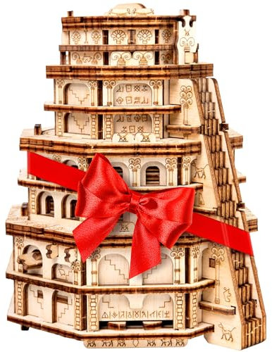 ESC WELT Quest Tower - 3D Escape Game Puzzle Box - Denkspiel für Erwachsene & Jugendliche - Umweltfreundliches Hölzernes Escape Room Spiel - Puzzle-Spiel mit verstecktem Fach - Familie Puzzle-Spiel