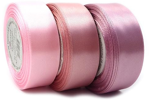 Set 3 Farben im rosa-Design Satinband Schleifenband Dekoband Band Bastelband Zierband Satin Rosa Altrosa Puderrosa (25 mm/Breite)