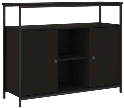 vidaXL Sideboard, Kommode mit viel Stauraum, Highboard Wohnzimmerschrank mit verstellbaren Beinen, Schrank Anrichte Beistellschrank, Schwarz Holzwerkstoff