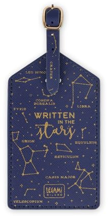Legami - Etiqueta para equipaje, Luggage Tag para maleta, accesorio para viaje avión crucero tren, etiqueta del equipaje para proteger datos de piel sintética y microfibra, Stars