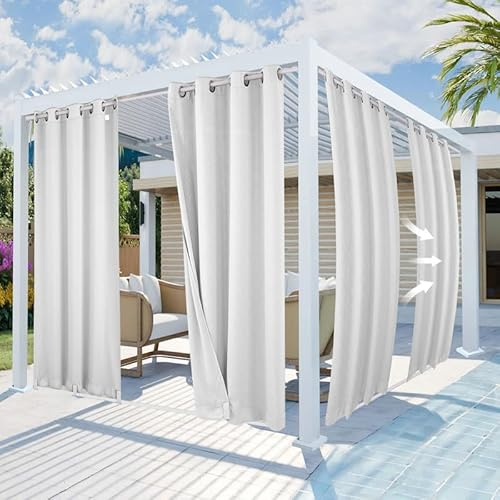 Mingfuxin Outdoor-Vorhänge Wasserdicht Winddicht Patio-Vorhänge, Geprägtes Muster Thermisch Isolierte Verdunkelungs Sichtschutz Vorhänge Für Veranda, Pavillon, Vorhang Mit Ösen Oben Und Tab Unten