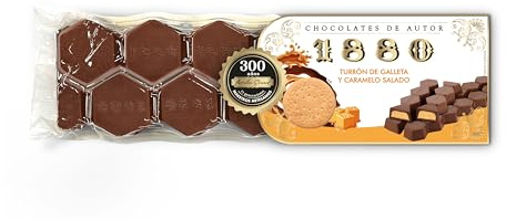 1880 - Turrón Chocolates de Autor de Galleta y Caramelo Salado 200g, Textura Cremosa y Crujiente, Calidad Suprema, Ingredientes Nobles, Sabor Auténtico, El Turrón más Caro del Mundo