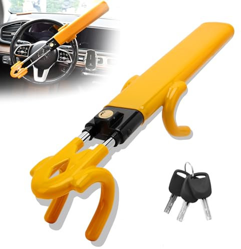 Steering Wheel Lock,Twin Bar Steering Wheel Locks,Car Anti-Theft Device Security Device,Car Retractable Steering Lock with 2 Keys,Universal Fit for Auto/Truck/Van
