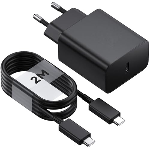 Chargeur Rapide Samsung 45W, Port USB Type C, Câble 2m, Compatible avec Galaxy S24 ULTRA/S23/S22 Plus/S21 FE 5G/Note 20 ULTRA/A53/A52/A72, Galaxy Tab S8+