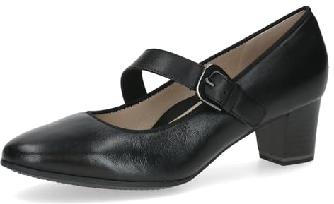 Caprice Damen Pumps aus Leder mit Riemen, Schwarz (Black Nappa), 41 EU