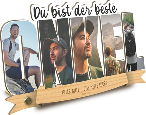 Generisch Onkel Geschenk personalisiert - Foto Geschenk Holzbild - Bester Onkel Geschenke, Schriftzughalter, Onkel Geschenkideen, Onkel Geschenke, Onkel Weihnachten, Geschenkidee Onkel