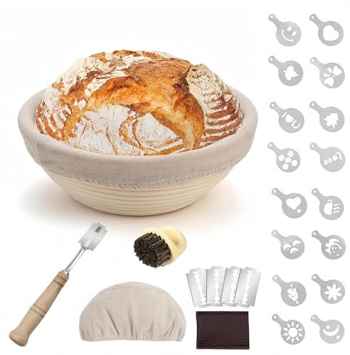 Bitcoraje Cestino Lievitazione Pane 25cm, Cestino Rotondo da Lievitazione, Cesto Lievitazione Pan in Rattan Naturale, L'Accessorio Perfetto per La Panificazione