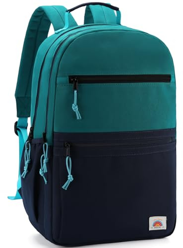 VASCHY Mochila para Niña y Niño Adolescentes 7-12 Años, Escolar Lightweight Lisa, Instituto Resistente al Agua, Verde Marino-L-19L