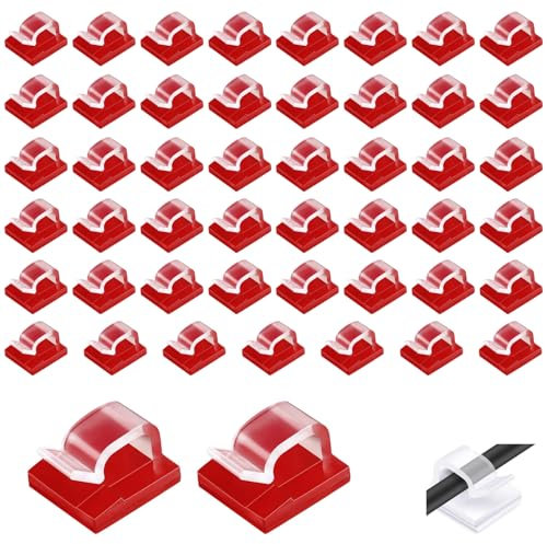 Kryzulax 50 Pezzi Clip Per Cavi,Autoadesivo Clip Cavo,Fermacavo Autoadesivo,Ferma Cavi Adesivi,Organizer per la Gestione dei Cavi di Adesivo a Lunga Durata per Topo TV PC Laptop(Trasparente)