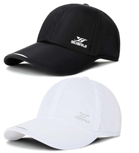 AYPOW 2 Pack Schnell Trocknend Baseballkappe, Leichte Atmungsaktiv Sommermütze Herren und Damen Einstellbare Basecap Sportkappe, Faltbare Baseball Cap Sommer Sportmütze for Running Tennis Golf Reisen