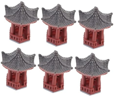SEWOART 6 Pezzi Miniatura Padiglione Bonsai Ornamento in Resina Decorazione Micro Paesaggio Giardino Statue Per Bonsai