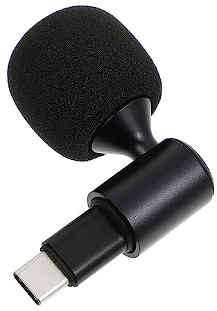 Yardwe Microfono Live Streaming Type-c Nero in Metallo Leggero | Copertura in Spugna, Omnidirezionale, Plug Ic Type-c, Compatibile Telefoni Mobili