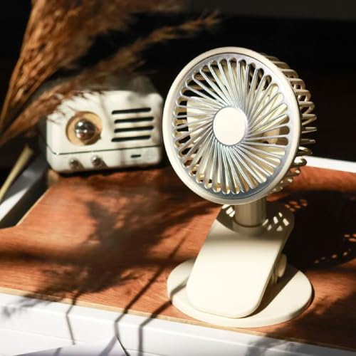 YZYOE Wiederaufladbare Clip auf kleinem Ventilator mit LED-Licht, Tragbarer Freien 3-Modi Kleiner Ventilator, der geclippt werden kann, Auf dem Desktop platziert und in der Hand gehalten.