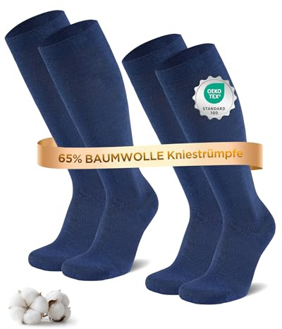 Niofind Calze a Compressione Graduata Donna e Uomo – 2 Paia di Calze al Ginocchio e Calze Elastiche – In Cotone 65% – Ideali per Sport, Lavoro, Viaggio e Gravidanza