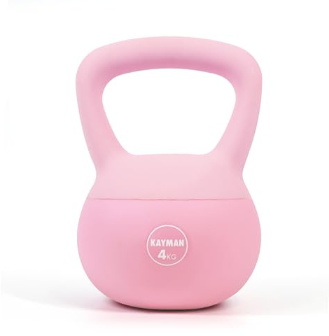 KAYMAN Kettlebell morbido da 4 kg per palestra a casa - Peso rivestito in PVC - Base piatta sicura sul pavimento - Impugnatura ergonomica antiscivolo - Allenamento della forza, CrossFit, HIIT, Core