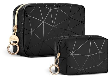 2 Stück Kosmetiktasche Set Schminktasche Klein mit Mini-Kulturbeutel wasserdichte PU Leder Mini Make up Tasche Kleine Tragbare Kulturtasche für Reisezubehör-Organizer Multifunktional Geldbeutel Damen