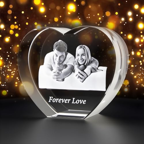 Personalisierter 3D Kristall-Bilderrahmen, 3D Glasfoto Personalisiertes Geschenk mit Ihrem Eigenen Foto für Frauen, Ehefrau, Männer, Mutter, Geburtstag, Hochzeitsgeschenk, Valentinstag, Weihnachten