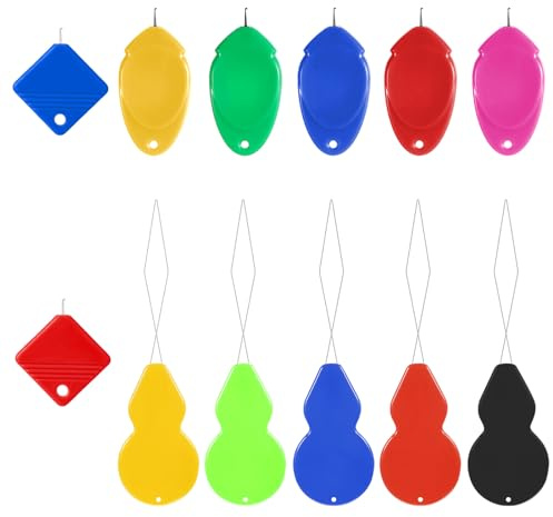 Gtziqa 12 stycken nålträdarset, automatisk nål-inträdningshjälp för symaskiner handsömnad, plasttråd krok tråd för broderi, korsstygn hantverk (3 formar)