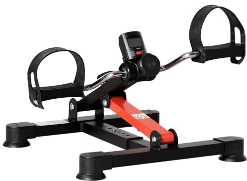 HOMCOM Heimtrainer Mini-Heimtrainer mit einstellbarem Widerstand, LCD-Bildschirm, verstellbare Höhe und Breite, zum Trainieren von Armen und Beinen, schwarze Stahlstruktur