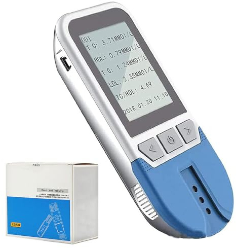 MiBoce Moniteur De Lipides Multifonction 5 en 1, Kit De Test De Cholestérol, avec 25 Bandelettes De Test, Stockage De Données De 500 Groupes, Résultats Rapides De 2 Minutes, pour Un Usage Domestique