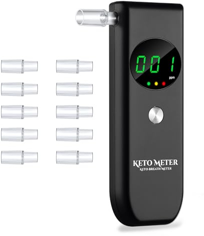 Professional Breath Ketosis Meter - Portable Home Ketone Breath Tester with 10 Mouthpieces | Advanced Ketosis Breath Analyzer for Ketosis Testing & Monitoring