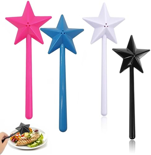 Ji liangli 4 Piezas de Varita Mágica pimentero,Forma de Estrella para Salero y Pimentero,Juego de Varitas Mágicas Dispensadoras de Sal y Pimienta para Cocina,Decoración del Hogar y Restaurante