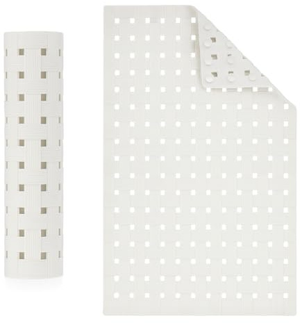 Tappetino Doccia Antiscivolo Silicone 40x70 cm, Tappeto Vasca Bagno con Ventose Alta Tenuta, Drenante, Lavabile, Morbido, Sicurezza Doccia e Vasca, Griglia Antiscivolo – Bianco