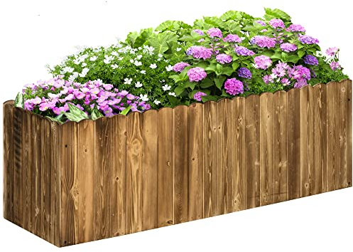 Outsunny Jardinera Exterior Grande de Madera 120x40x40 cm Carbonizada