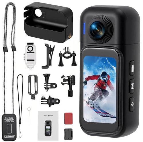 Fotocamera magnetica per azione da pollice 1080P | Mini videocamera corporea da 64 GB con clip a 360° per vlogging | Cam POV sportiva 120° grandangolo, videoregistratore portatile a mani libere per