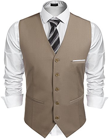 COOFANDY Chaleco de traje para hombre con cuello en V chaleco formal elegantes chalecos de traje para bodas chalecos de negocios